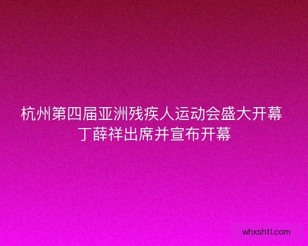 杭州第四届亚洲残疾人运动会盛大开幕 丁薛祥出席并宣布开幕