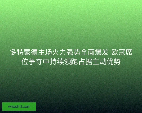 多特蒙德主场火力强势全面爆发 欧冠席位争夺中持续领跑占据主动优势