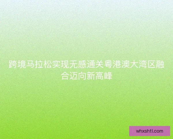 跨境马拉松实现无感通关粤港澳大湾区融合迈向新高峰